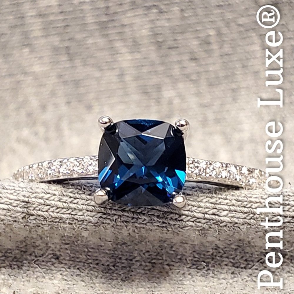 SOLID 925 Sterling Silver Blue Topaz Ring - Picture 2 of 6